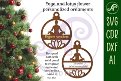 Yoga and lotus flower personalized Christmas Ornament SVG Product Image 2