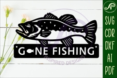 Gone fishing wall sign design laser cut Bass fish Product Image 2