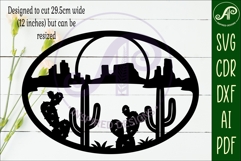 Southwest Desert Wall Art SVG, Monument Valley Cactus Oval Product Image 2