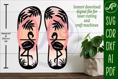 Flip flop flamingo layered wall art sign, SVG file Product Image 2