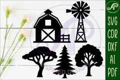 Farm silhouette laser cut outs SVG file Product Image 2