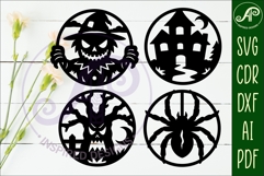 Halloween Coaster SVG Designs, Halloween Scene Coasters 3 Product Image 2