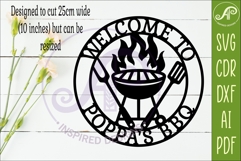 Welcome To Poppa’s BBQ SVG. Grill Wall Sign Laser Cut Product Image 2