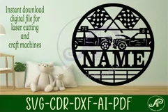 Demolition derby cars name sign svg laser cut template Product Image 2