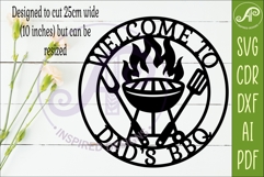 Welcome To Dad’s BBQ SVG. Grill Wall Sign Laser Cut Product Image 2