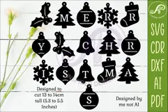 Merry Christmas Garland SVG, Christmas Bunting Banner, Laser Product Image 2