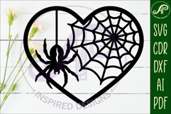 Spider and web Halloween heart laser cut wall sign Product Image 2