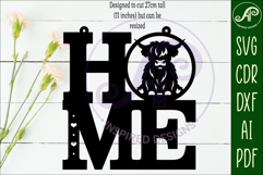 Home word with highland cow wall art sign, SVG file. Product Image 2