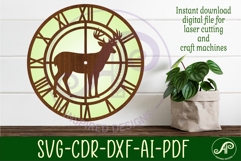 Whitetail Buck Deer hunting clock wall clock laser cut files Product Image 2