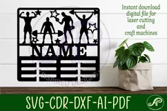 Weight lifting male medal holder Name svg laser cut Product Image 2