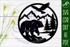 Grizzly bear mountain scene wall sign svg laser cut Product Image 2