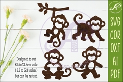 Cute Monkey Silhouette SVG, Monkeys cut out shapes 2 Product Image 2