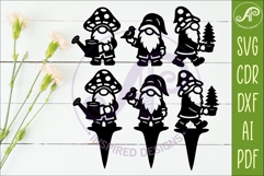 Gnome Silhouette Shapes and Garden Stakes SVG Mushroom Hat 3 Product Image 2