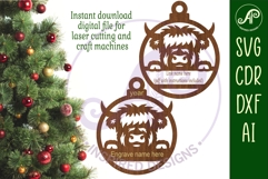 Highland cow Christmas Ornament SVG Product Image 2