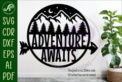 Adventure awaits mountains wall art sign, SVG file. vector Product Image 2