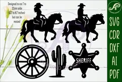 Western, Cowboy Cowgirl silhouettes laser cut outs 2 Product Image 2