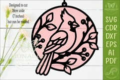 Cardinal Bird Suncatcher SVG | Stained Glass Style Laser Cut Product Image 2