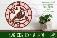 Cardinal Bird Wall Clock SVG, Laser Cut Clock Design Product Image 2