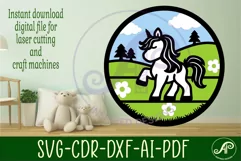 Unicorn layered scene wall art sign, SVG file. vector Product Image 2