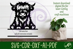 Highland cow personalized name sign laser cut Product Image 2