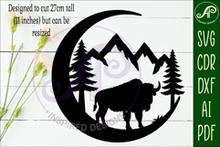 Crescent Moon Bison animal wall sign Product Image 2