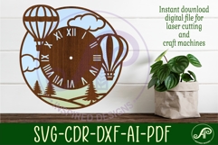 Hot air balloon fields wall clock laser cut files Product Image 2