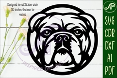 English Bulldog Wall Art SVG Laser Cut Dog Face Circle Product Image 2