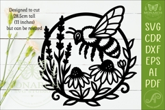 Honey Bee Garden Wall Sign, Wildflower Wreath Decor, floral Product Image 2