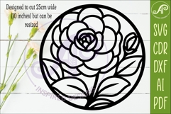 Camellia Flower Wall Art SVG | Round Floral Laser Cut Product Image 2