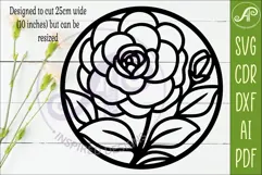 Camellia Flower Wall Art SVG | Round Floral Laser Cut Product Image 2