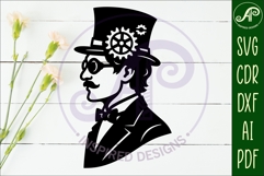 Steampunk man profile laser cut wall sign Product Image 2