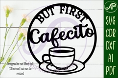 But first Cafecito and wine wall sign, SVG file. vector sign Product Image 2
