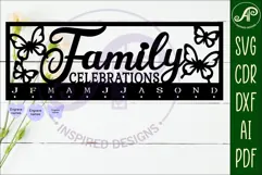 Family celebrations Butterflies Calendar SVG laser cut file Product Image 2