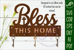 Bless This Home Key Holder SVG, Christian Key Racks Product Image 2