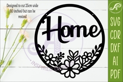 Round Floral Home Sign SVG, Laser Cut Door Sign Product Image 2