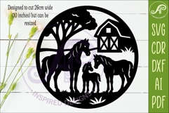 Horse Family on the farm scene wall sign, SVG file. Product Image 2