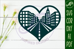 City scene heart wall sign, SVG file. Product Image 2