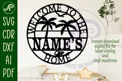 Welcome to the family home beach name wall art sign, SVG Product Image 2