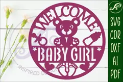 Welcome baby girl wall sign svg laser cut design Product Image 2