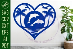 Dolphins heart wall sign, SVG file. Product Image 2