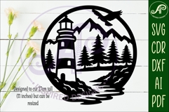 Lighthouse coastal wall art sign, SVG file. vector file Product Image 2