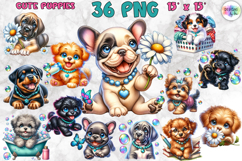 Cute Puppies Clipart Bundle | Dog Lover Adorable Print Product Image 1