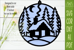 Snowy cabin Suncatcher SVG | Winter Window Hanger Laser Product Image 2