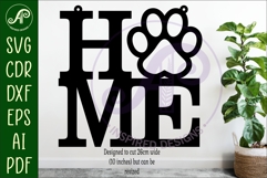 Home word with Paw Print wall art sign, SVG file. vector Product Image 2