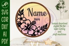 Tropical Flowers layered personalized name wall art sign Product Image 2