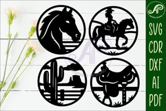 Western Cowboy Coasters SVG, Ranch Rodeo theme 2 Product Image 2