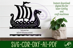 Viking dragon boat personalized name sign laser cut Product Image 2
