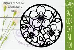 Cherry Blossom Flower Wall Art SVG | Round Floral Laser Cut Product Image 2