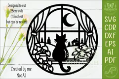 Cat in Window SVG, Cat Wall Decor, Laser Cut File, Moon Product Image 2