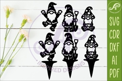 Gnome Silhouette Shapes and Garden Stakes SVG Mushroom Hat 2 Product Image 2